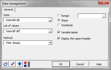 Dialog box filter