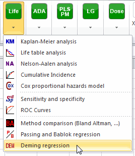 Menu deming regression Menu deming regression