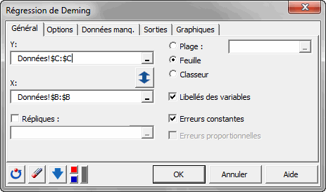 Boite de dialogue deming